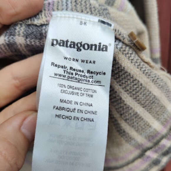 PATAGONIA | Brown Long Sleeve Fjord Plaid Flannel Cotton Shirt Mojave Khaki 6 - Picture 10 of 11